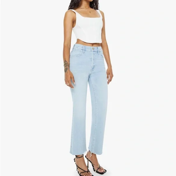MOTHER LIL Hustler Ankle Fray Women's Straight Leg Jeans in Balls In Your Court - Picture 5 of 10